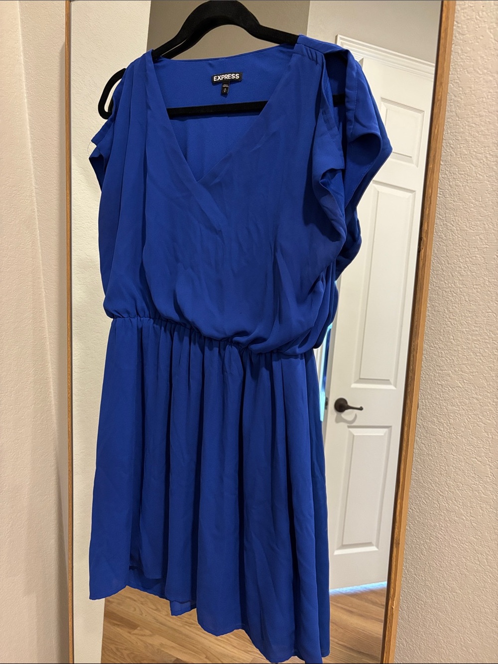 Express Cobalt Blue V-Neck Mini Dress